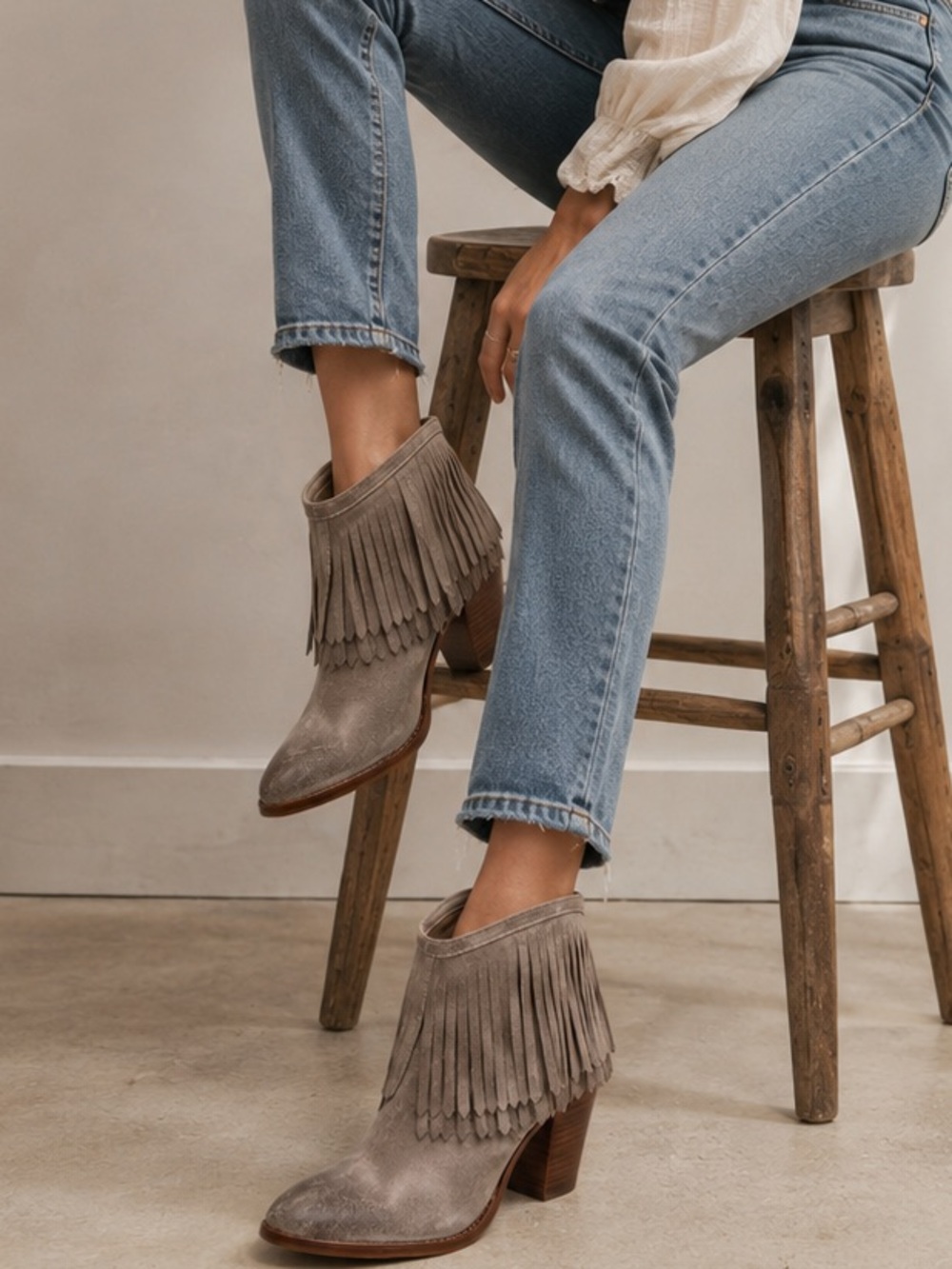 FRYE Llana Suede Fringe Booties | 7